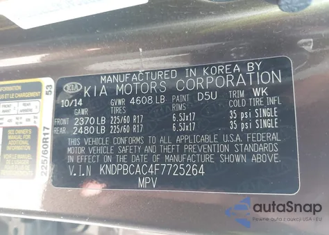 2015 Kia Sportage Lx z USA, uszkodzony, nr VIN KNDPBCAC4F7725264